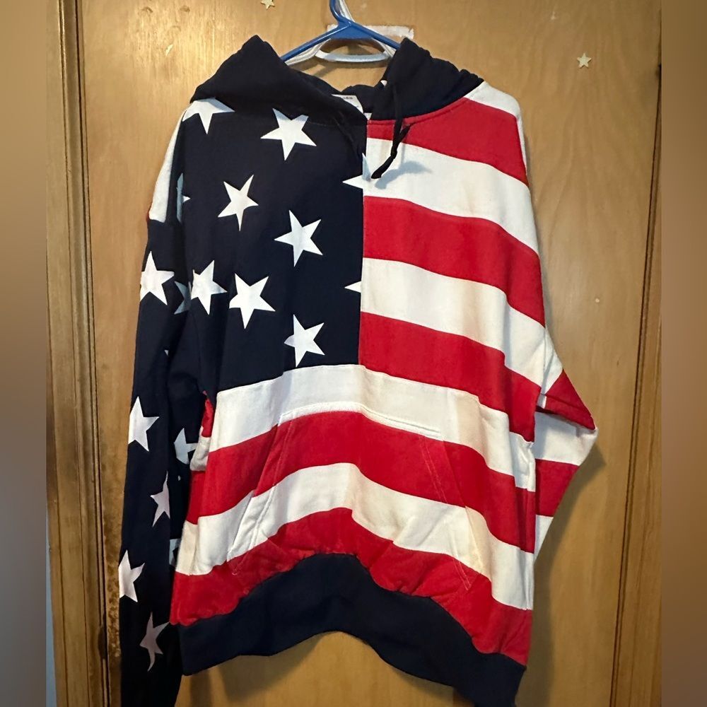Dimco Apparel American Flag Hoodie Red White Blue Stars Stripes USA 2XL NWT
